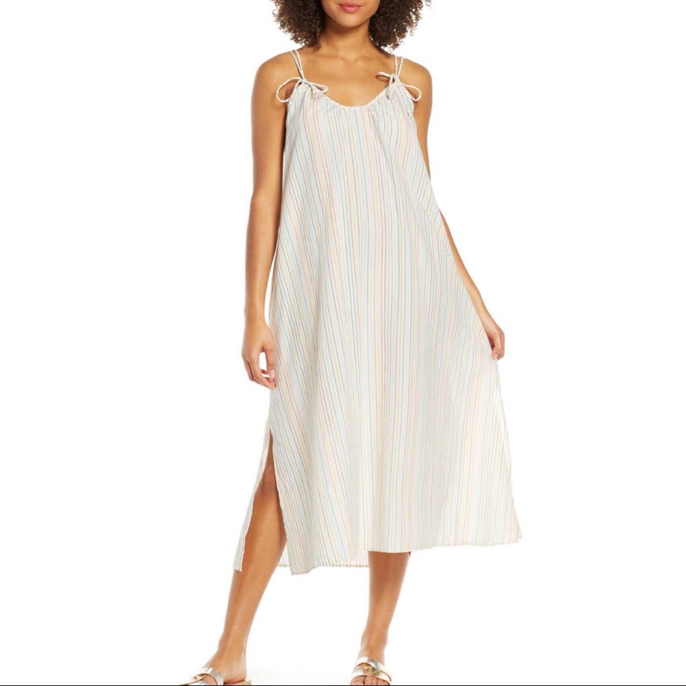 Madewell Rainbow Stripe Tie Coverup Maxi Dress